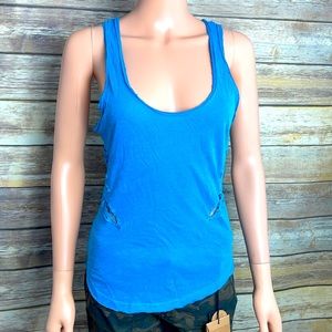 Free People Aqua Blue Embroidered Lace Tank NWT